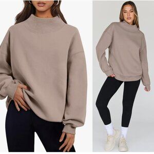 Trendy Queen fleece lined funnel neck sweat shirt size L